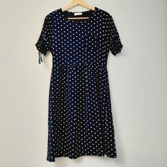 ORANGE CREEK Dress Navy Blue w/ White Polka Dot Sz XS - Picture 2 of 10